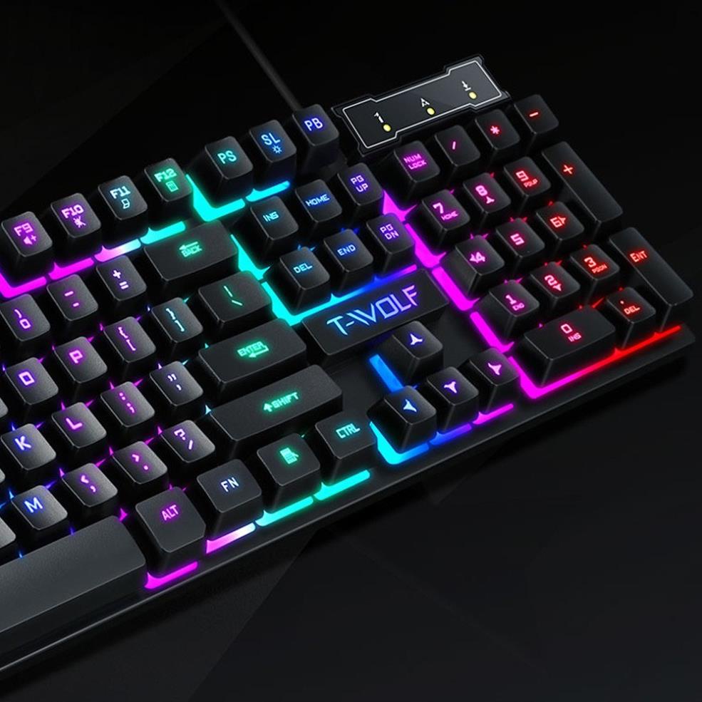 Bàn phím led game T Wolf T20 giả cơ keyboard có đèn 7 màu chính hãng