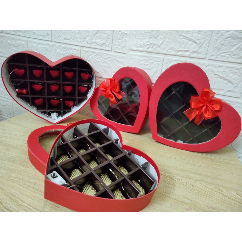 Hộp quà trái tim Valentine có socola [ NẮP MICA SIÊU XINH, TẶNG KÈM THIỆP ] ✨