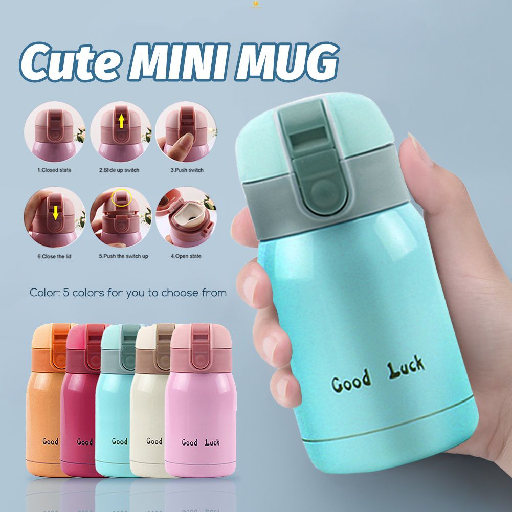 Phiên Bản Hàn Quốc Mori Phong Cách Thời Gian Nhỏ Cốc Nước Máy Hút Bình Giữ Nhiệt Nữ Tươi Đơn Giản Sinh Viên Nữ Dễ Thương Maca Mini Giữ Nhiệt 200Ml