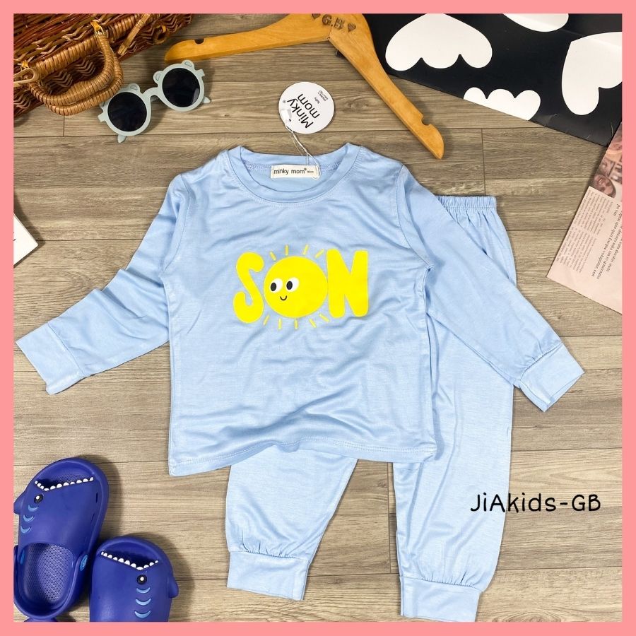 Bộ Thun Lạnh Dài Tay Cho Bé Trai Bé Gái 8-19kg -TD-IN61 In Hoạ Tiết Tối Giản Chất Vải Thoáng Mát