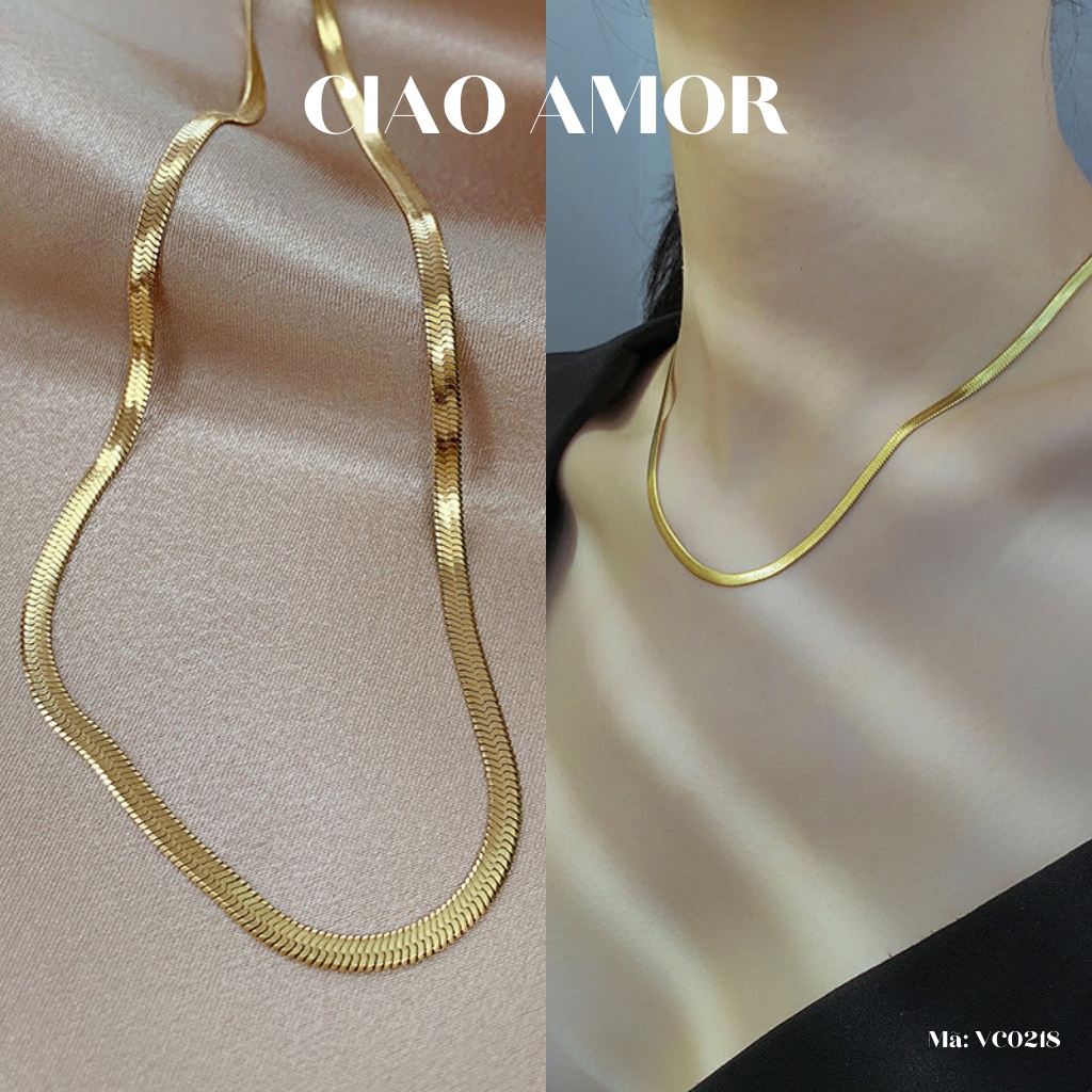 Dây chuyền nữ, vòng cổ titan lép đơn giản Trang sức Ciao Amor - VC0218