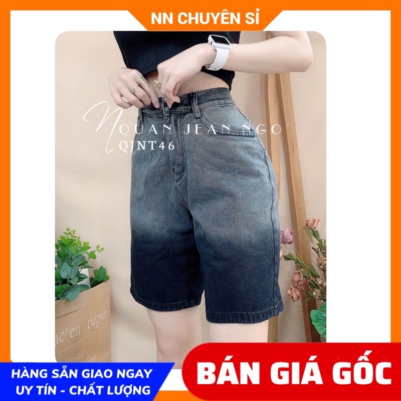 Quần lửng nữ chất jean Quần jean ngố nữ loang màu dễ thương N46