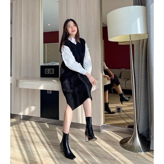 ảnh thật váy gile len xẻ tà siêu hót