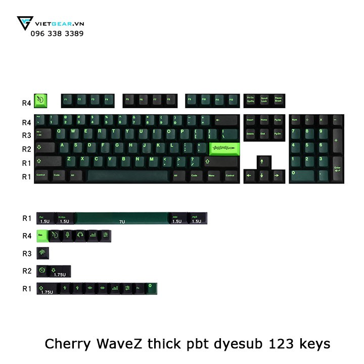 Bộ nút bàn phím Cherry Wave Z thick PBT dyesub 123 nút