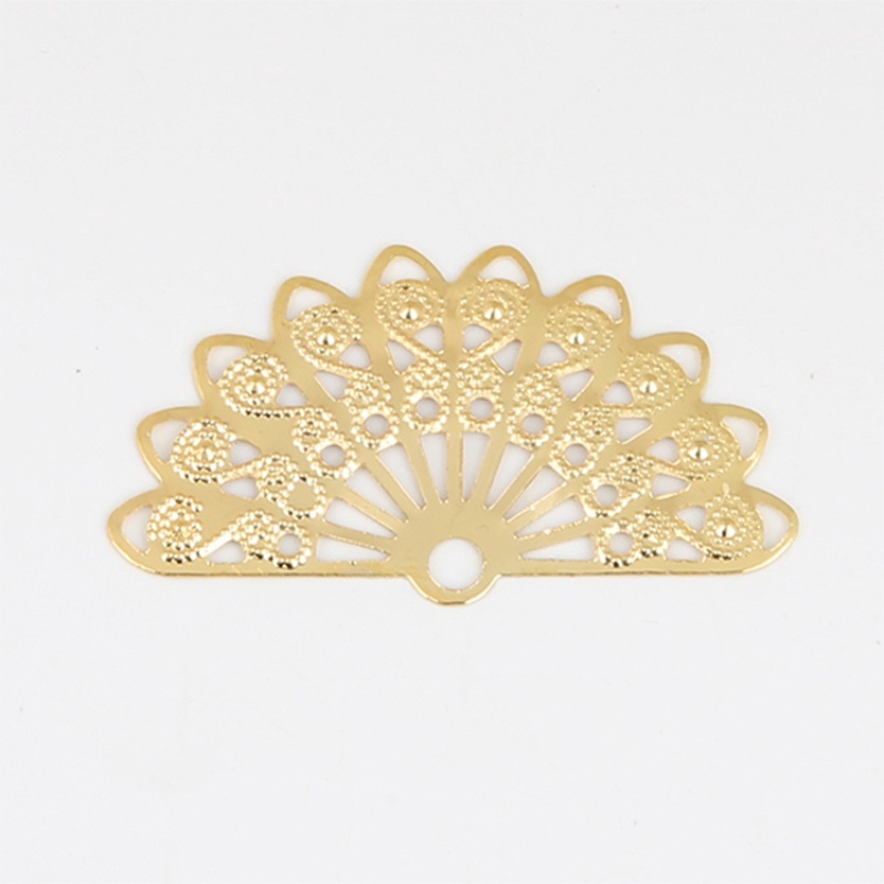 10pcs/pack Creative Vintage Fan Shaped Iron Pendant Pendant for Earring Hair Jewelry Making Supplies