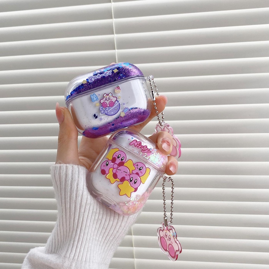 Vỏ Bảo Vệ Hộp Đựng Tai Nghe AirPods 1/2/3/Pro 2021 inPods i12 Bằng Tpu Trong Suốt Có Cát Chảy Và Móc Treo Sáng Tạo