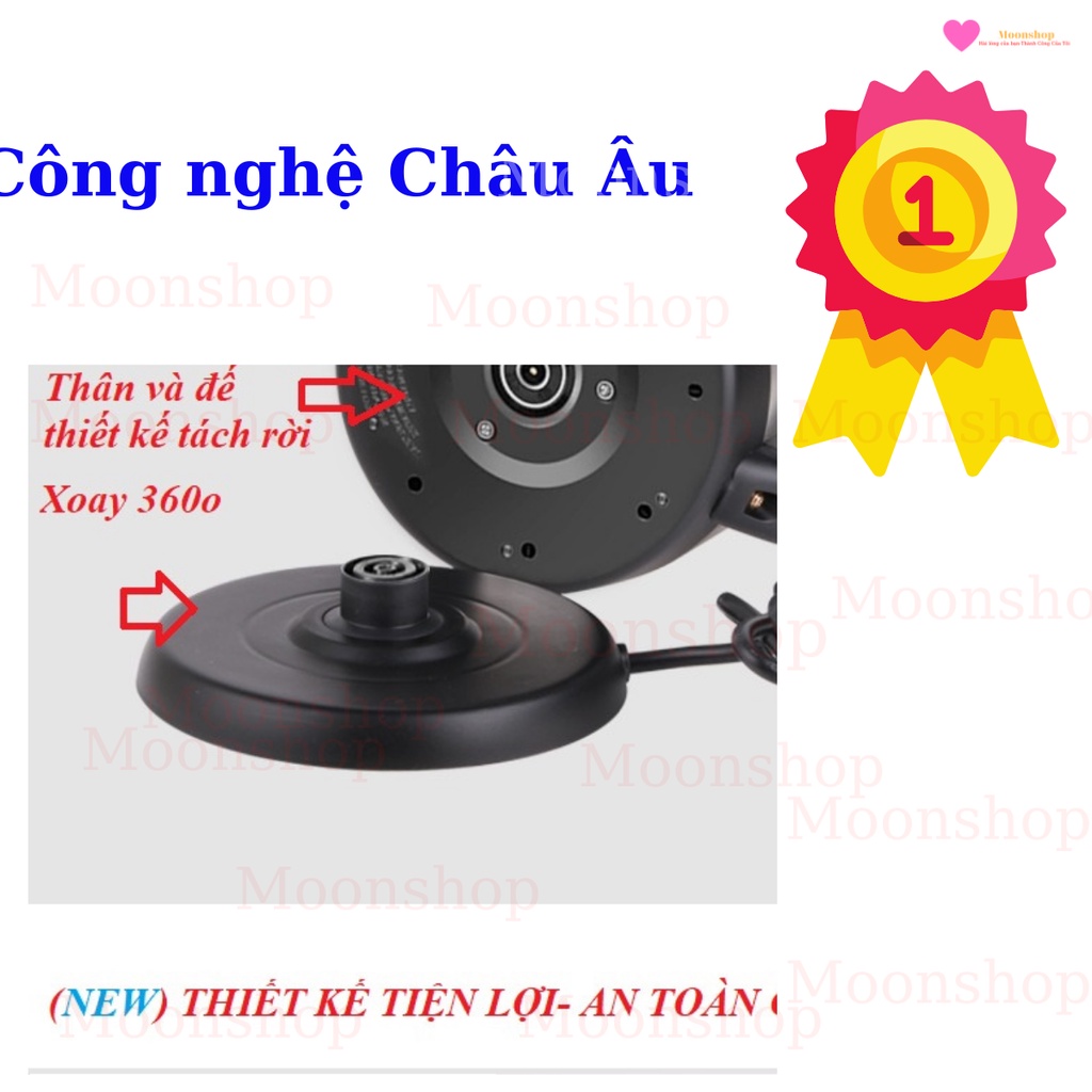 Ấm đun nước siêu tốc Gali 1.7 lít 1800w, 2 lớp thân inox 340 và nhựa nguyên sinh không phôi nhiểm khi nấu bảo hành 1 năm