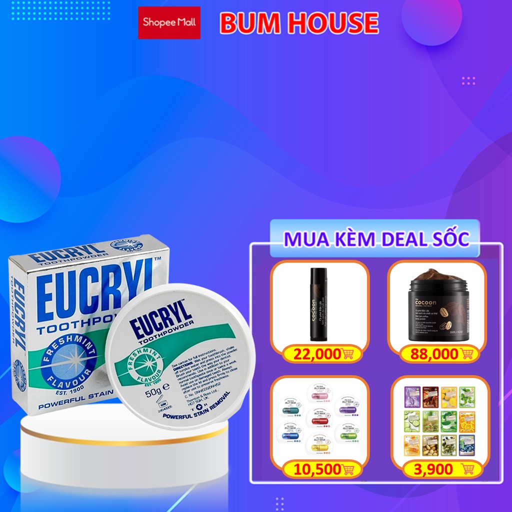 Bột Đánh Răng Tẩy Trắng Eucryl Toothpowder 50g