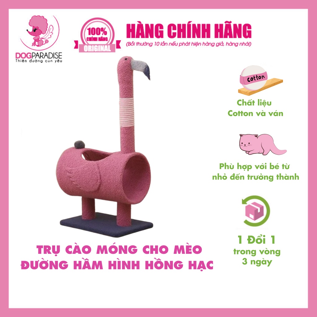 Trụ cào móng cho mèo đường hầm hình hồng hạc chất liệu bền đẹp chắc chắn 35*24*65cm - Dog Paradise