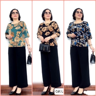 BỘ ĐỒ TRUNG NIÊN ÁO LỤA HÀN TAY LỠ PHỐI QUẦN ĐŨI TƠ ỐNG SỚ SANG TRỌNG LỊCH SỰ CHO MẸ CHO BÀ