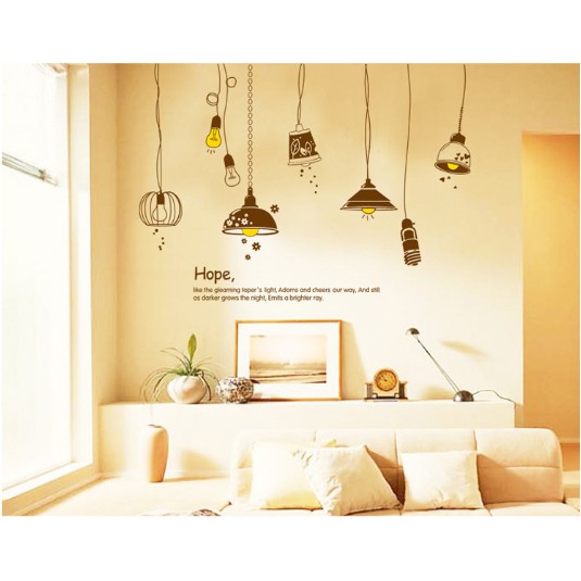 decal trang trí dây bóng đèn