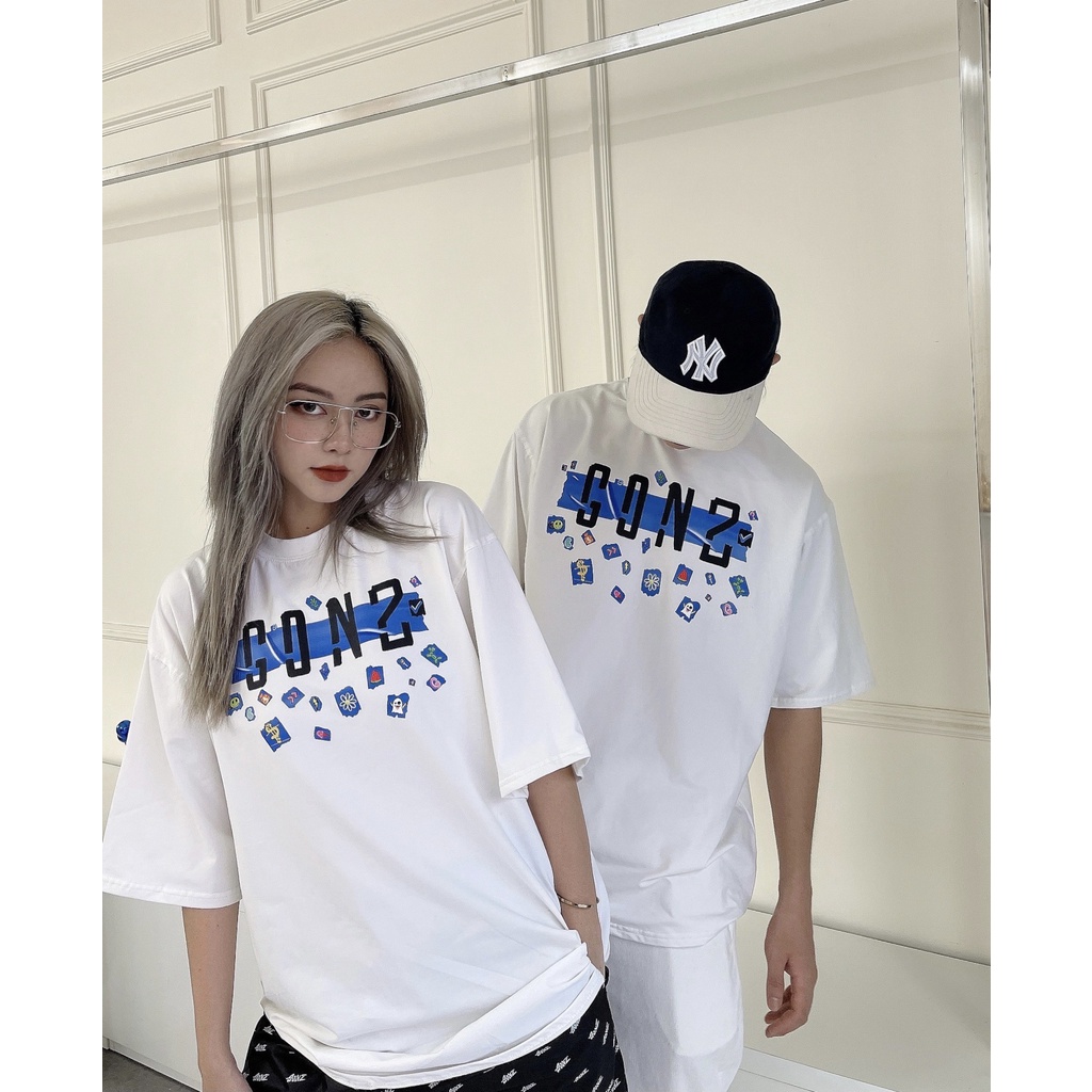 Áo Thun Form Rộng Trắng Tee Gonz Sticker