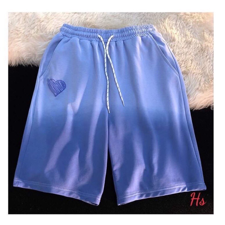 freeship Quần Short Phối Màu Trái Tim , Quần Đùi Nữ Unisex Cạp Chun Dây Rút 3 Màu V017 | BigBuy360 - bigbuy360.vn