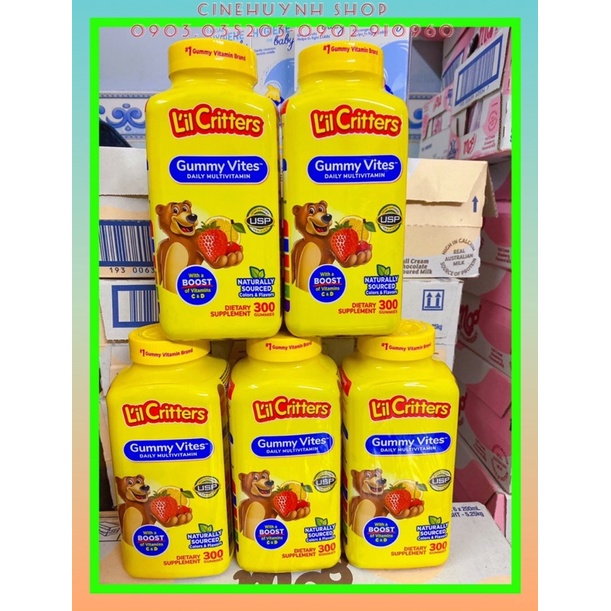 💦💦 KẸO DẺO GẤU LIL CRITTERS GUMMY VITES 300 VIÊN MỸ CHO BÉ💦💦
