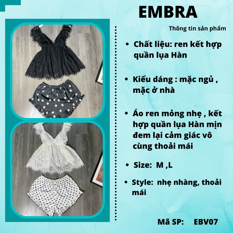SET 2 DÂY QUẦN CHẤM BI ÁO REN EBV07