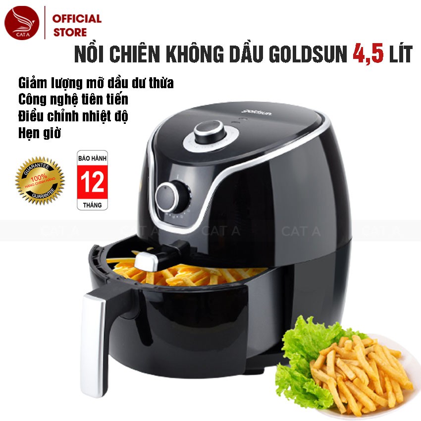 Nồi chiên không dầu Goldsun CQ1502- Dung tích 4,5 Lít, tốt cho sức khỏe [Bảo hành 12 tháng]