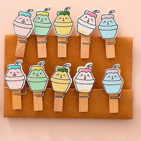 Set 10 kẹp gỗ trang trí kèm 1.5m dây - UniLabel