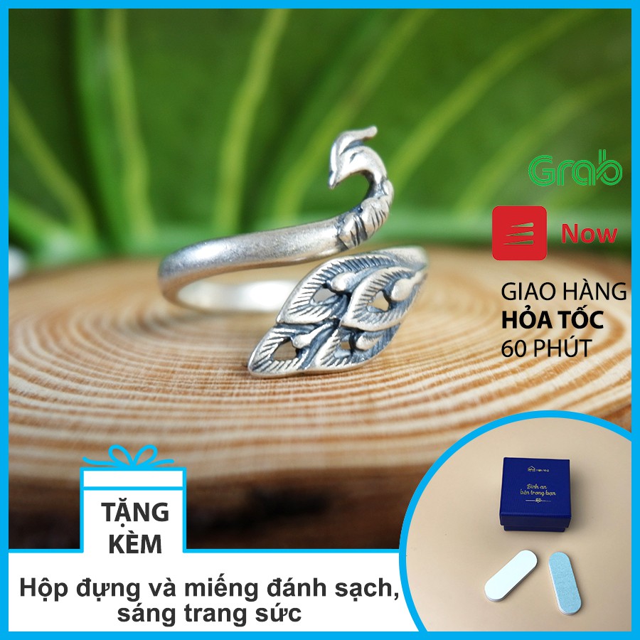 Nhẫn Bạc 925 phong thủy Khổng Tước  - Bạc Thái chuẩn cao cấp phong cách Phật Giáo - Hiên Nhà