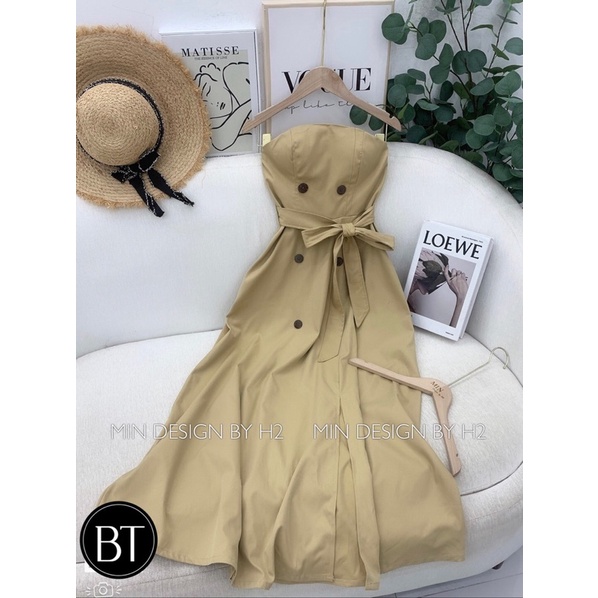 Váy Kaki Quây Kèm Đai Eo MIN • Melanie Boutique