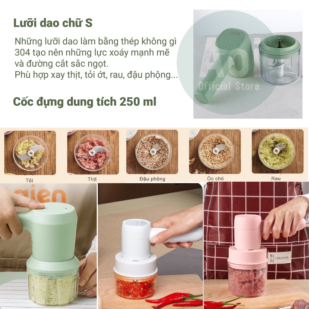 Máy Xay Cầm Tay Đa Năng 5 Cấp Độ - Máy Đánh Trứng, Trộn Bột, Xay Tỏi Ớt - Aoi Official Store