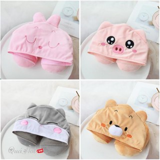 Gối Kê Cổ Chữ U Có Mũ Cute