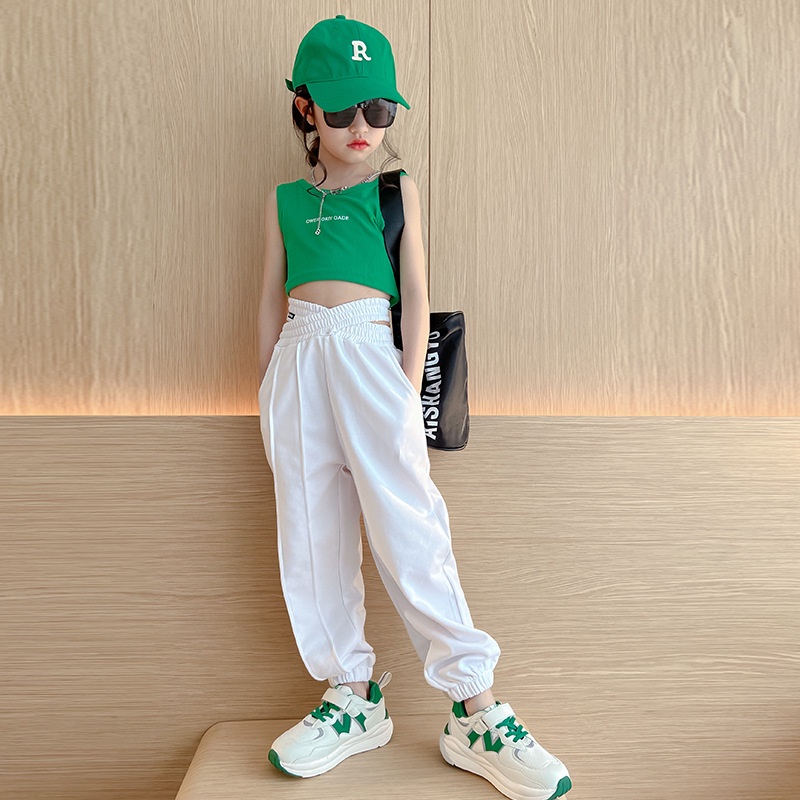 Quần Jogger Cạp Chun Chéo Cá Tính Cho Bé Gái Hàng Quảng Châu Trang Phục Nhảy Hiện Đại Fanekids FA055 hàng dư