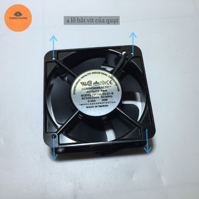 Quạt Hút Gió 15x15cm ROTARY FAN 220V , Vuông 15x15x5 Hút Mùi Tản Nhiệt Thông Gió