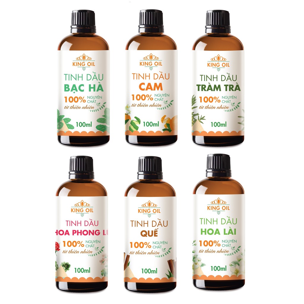 Tinh dầu lọ 100ml Sả Chanh/ Bạc Hà/ Quế/ Oải hương/ Bưởi/ Cam/ hoa Lài/ Quýt/ tràm trà/ tràm huế/ Gừng/ hoa Hồng/ Trầm