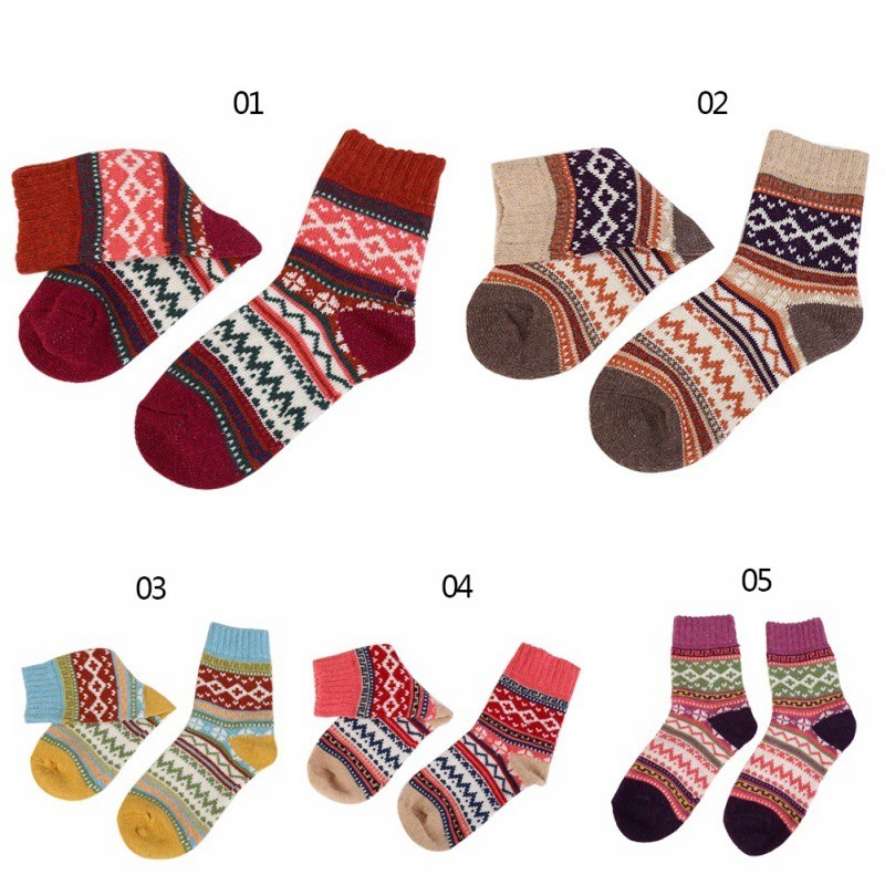 Vớ Len Giữ Ấm Mềm Mại Phong Cách Retro