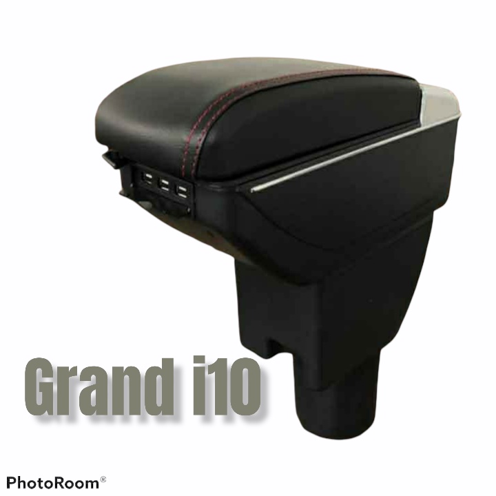 Hộp Tỳ Tay, bệ tỳ tay Xe Grand i10 2015 đến 2020 Màu Đen có cổng USB lắp đặt dễ dàng M02