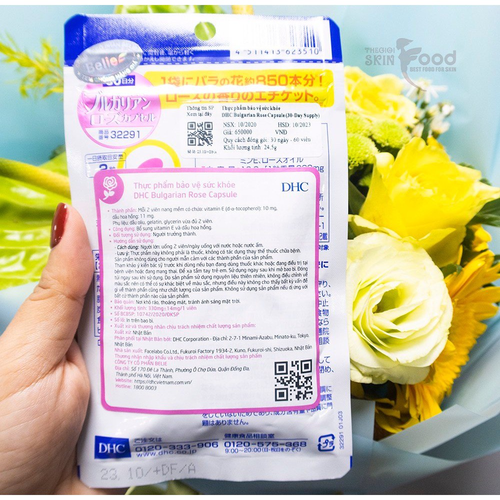 Viên uống hoa hồng DHC Bulgarian Rose Capsule 30 ngày (60 viên)