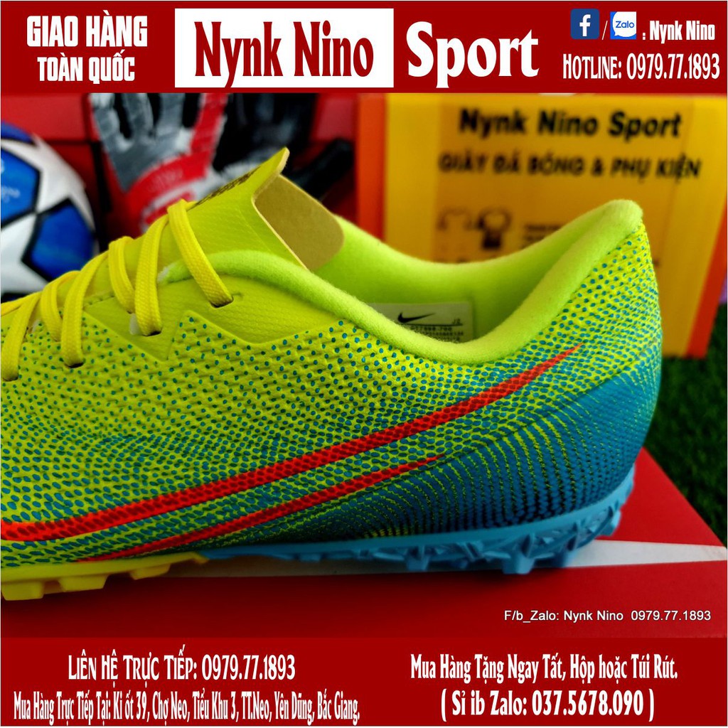 Giày Bóng Đá TQ Mercurial 13 Academy Nõn Chuối Xanh Ngọc Vạch Cam TF