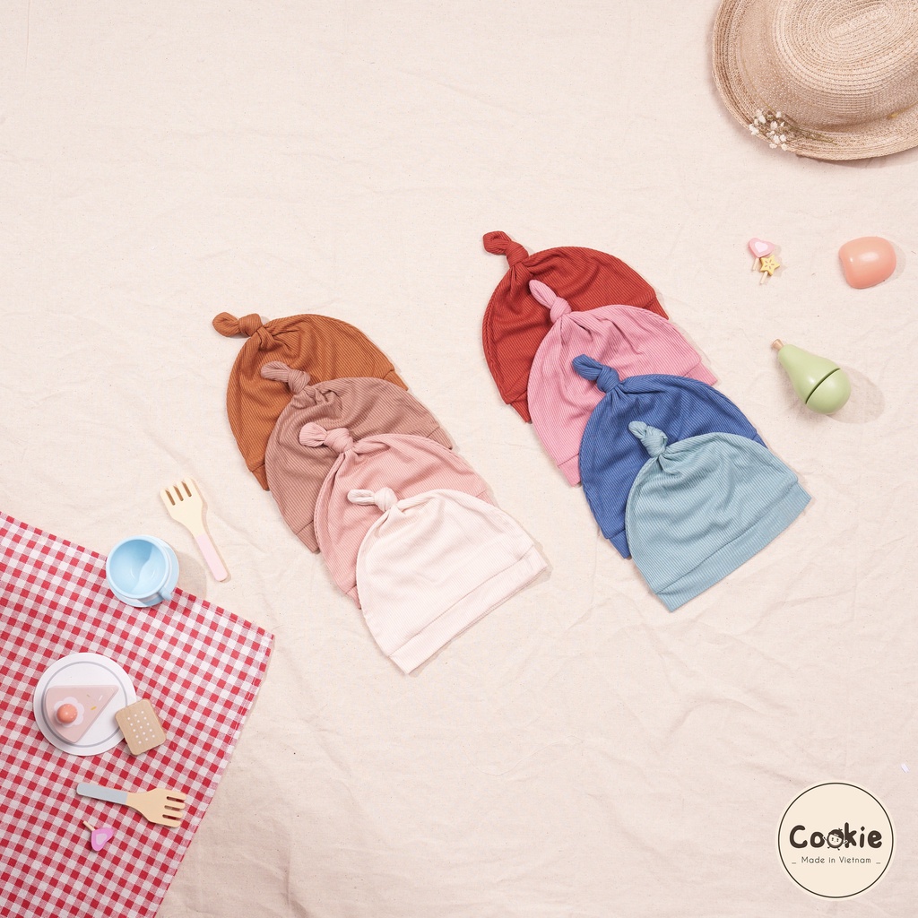 Cookie - Phụ kiện sơ sinh mũ, yếm, bao tay chân chất cotton tăm mềm mại cho bé