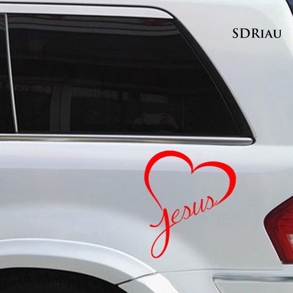 Miếng Dán Trang Trí Cửa Sổ Xe Hơi Chống Nước Tháo Được Hình Chúa Jesus Và Trái Tim