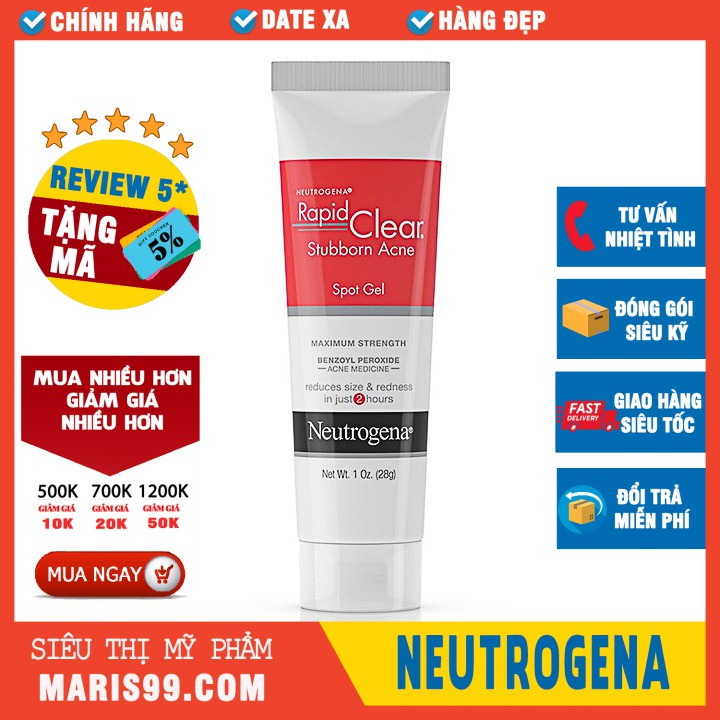 Kem Ngừa Mụn Neutrogena Rapid Clear Stubborn Acne Spot Gel ( 28g)