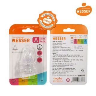 (Mẫu mới) Núm wesser cổ hẹp đủ size ( 1 vỉ 2 cái)