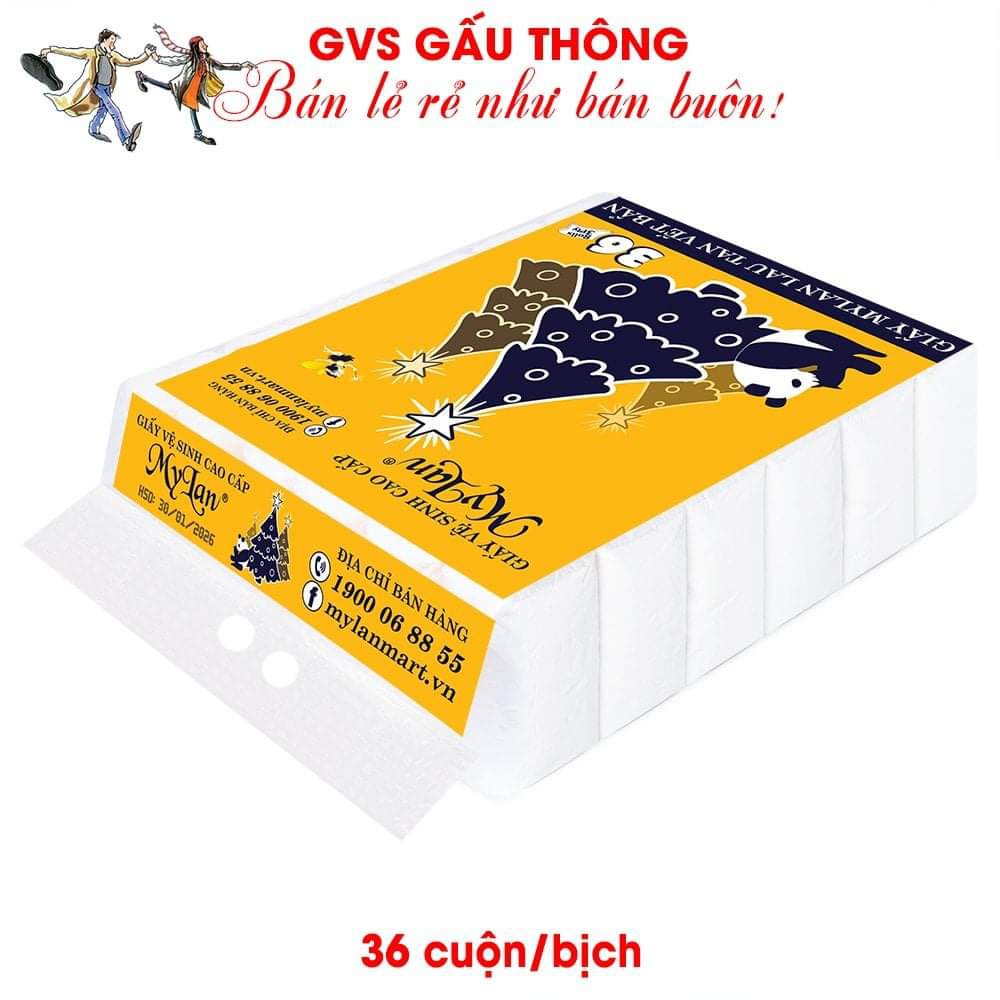 [ HÀNG LOẠI I ]TÚI 36 CUỘN GIẤY VỆ SINH GẤU THÔNG TẶNG KEM MÓC HÚT CHÂN KHÔNG