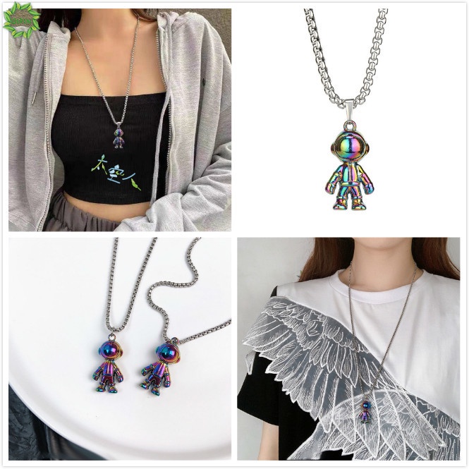 Vòng cổ Mặt Hình Phi Hành Gia Nhiều Màu 70cm Phong Cách Hip Hop Đơn Giản Cho Nam Và Nữ