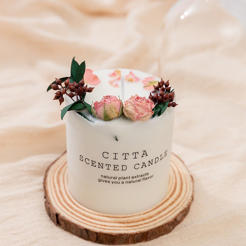 Nến thơm hình bánh ngọt CITTA, nến thơm hoa khô thảo mộc hương tự nhiên - Xoai Home