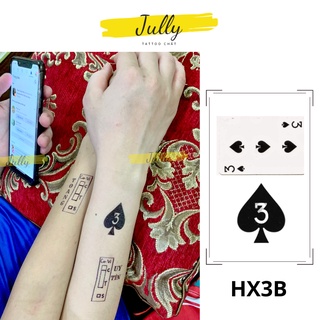 Hình xăm dán mini, xăm tạm thời 3 bích, chống nước, an toàn bền đẹp JULLY Tattoo Chất