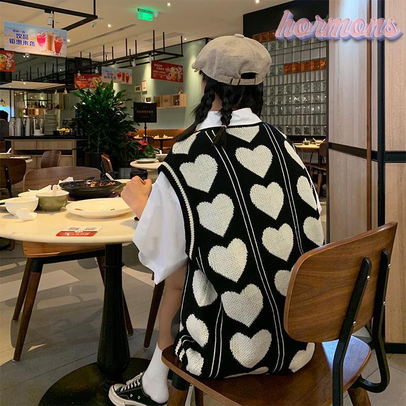 Áo len không tay cổ chữ V thời trang xuân thu phong cách Pháp retro cho nữ 2021