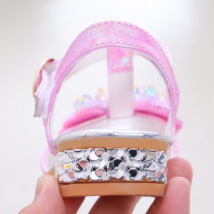 Giày xăng đan công chúa đế mềm hình bướm đính đá pha lê kiểu Hàn Quốc cho bé gái