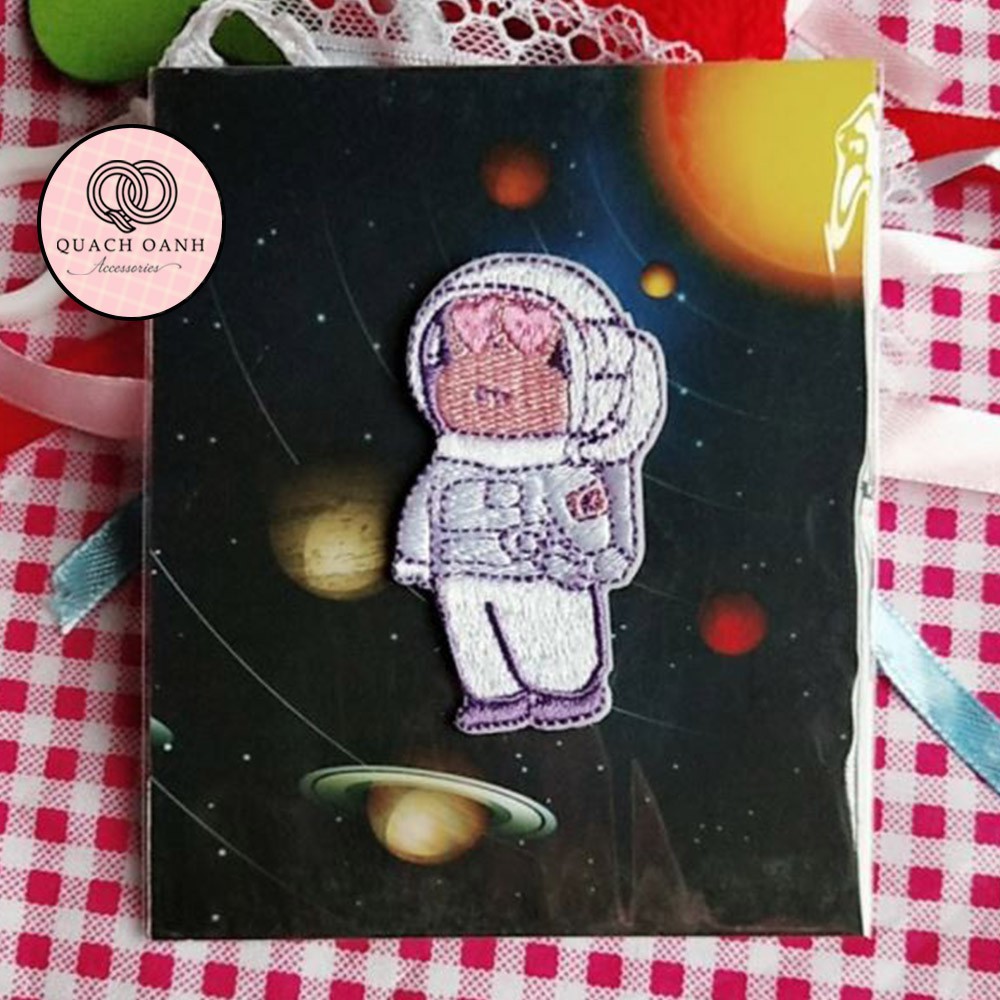 Sticker nhãn dán vải thêu hình phi hành gia tự dính trang trí sổ, vở, mũ bảo hiểm - ST14
