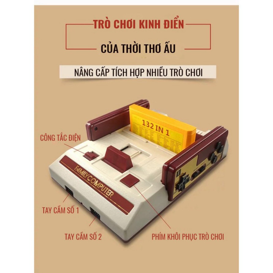 XẢ TẬN GỐC Máy chơi game điện tử 4 nút Family Computer có 500 trò chơi không trùng lặp trong máy + băng 132 trò chơi XẢ 