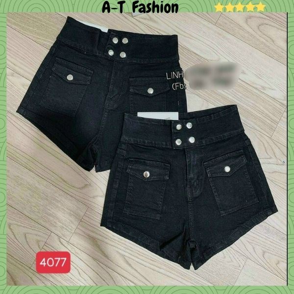 Quần Short Jean, Short Bò Nữ ❤️FREESHIP❤️ Quần Đùi Nữ lưng cao phối túi hộp kết hợp 4 nút siêu xinh A-T Fashion-QSJN4077