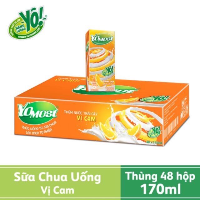 💖Sữa Chua Uống YoMost Có 4 Vị Dâu, Cam, Lựu, Việt Quất Thùng 48hộp x 170ml