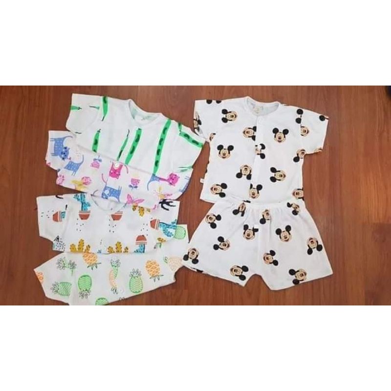 bộ cotton cộc tay cho bé