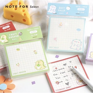 Giấy note ghi chú CARD LOVER kẻ caro hình khủng long đáng yêu