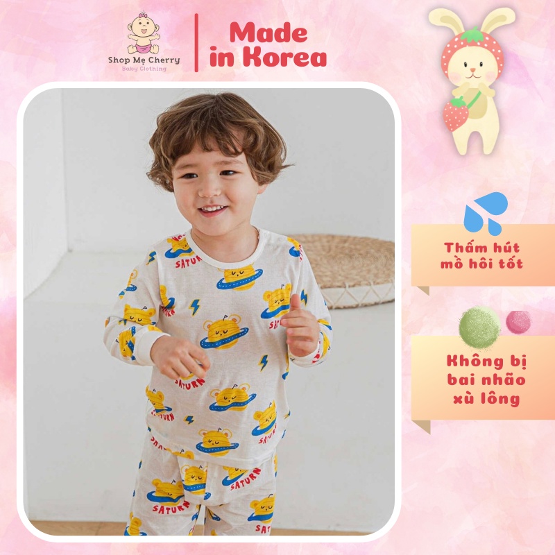 Bộ Tay Dài Cao Cấp Cho Bé Nội Địa Hàn Quốc Của Hãng, Cordii Chất Cotton giấy Organic Mẫu Trái Đất Vàng