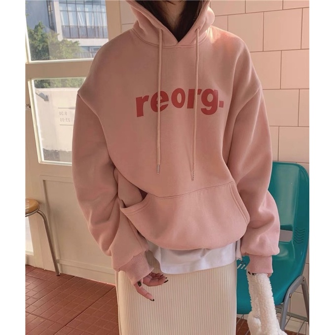 Áo Hoodie Nỉ Bông Dài Tay Unisex Chữ reorg•